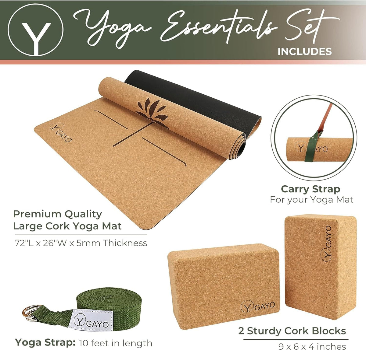 Gayo Cork Yoga Essentials Kit